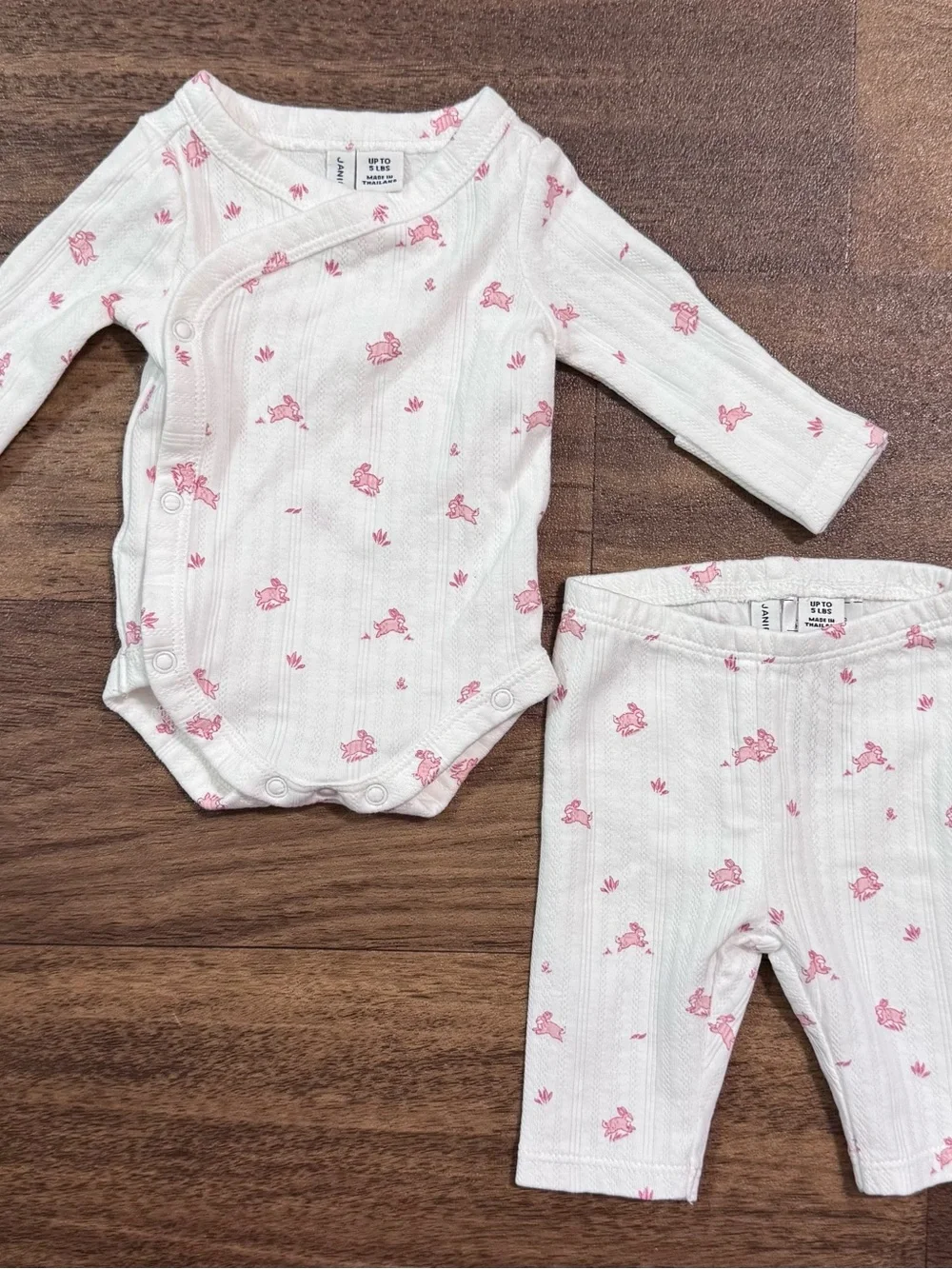 Baby Bunny Pointelle Wrap Matching Set